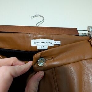 NWT Good American Burnt Caramel Better Than Leather Trousers Plus Sz 24